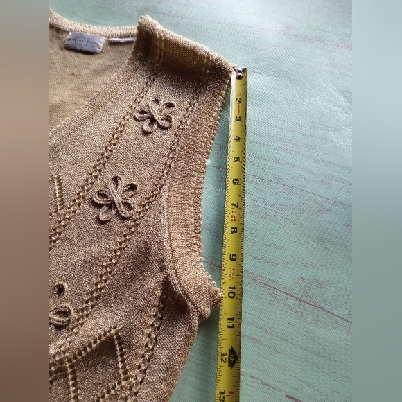Vintage Cricket Lane Sweater Vest Womens X-Large Gold Glitter - Picture 7 of 9